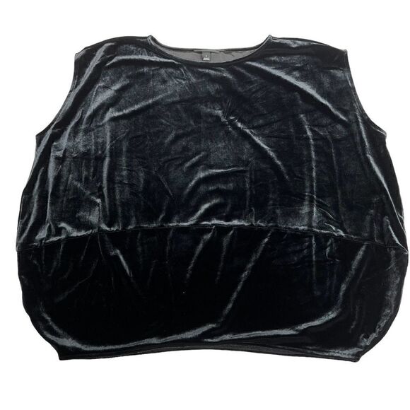 Alfani Top Boat Neck Black Velour Velvety Look Cap Sleeve Oversized Small - Picture 6 of 16